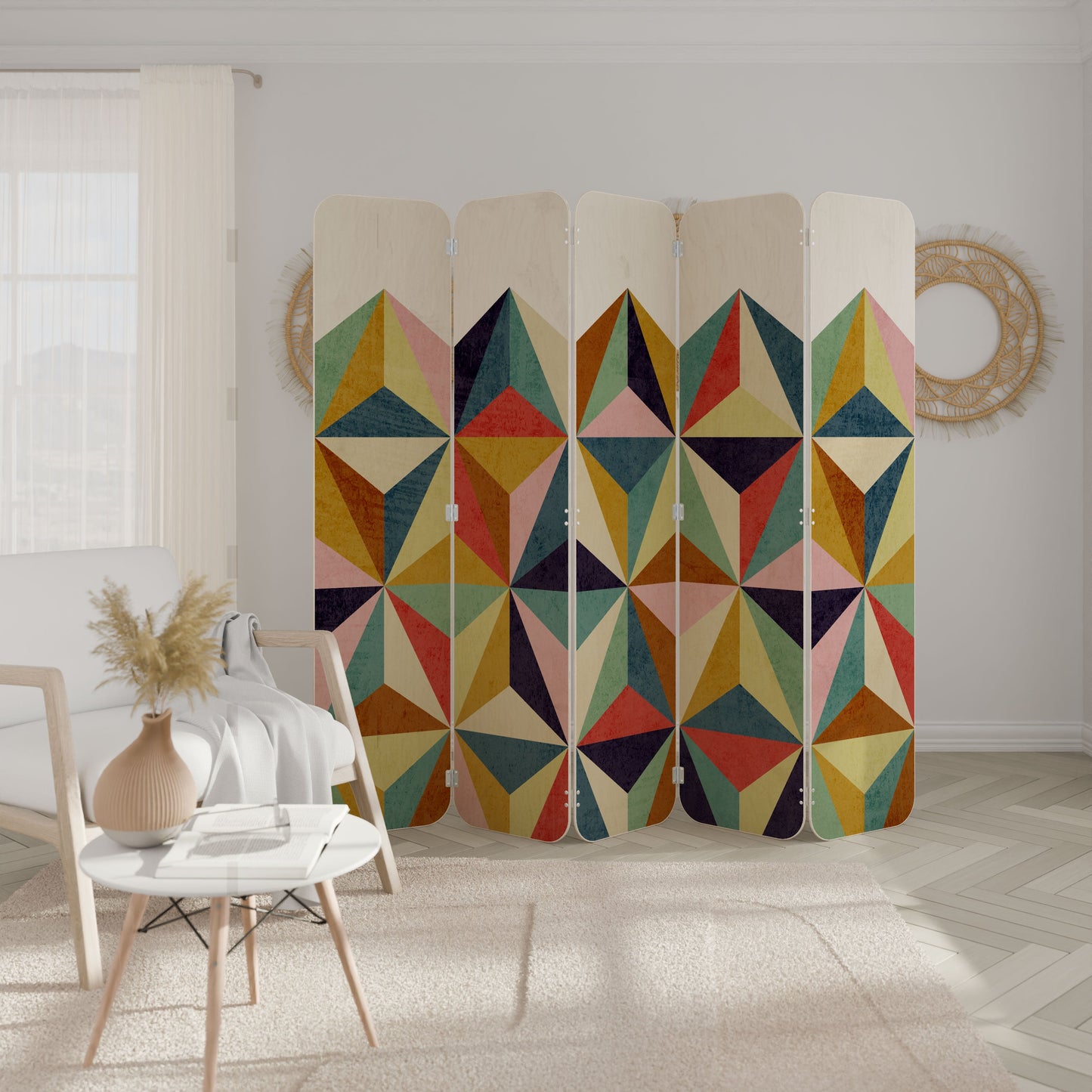 TESSELATE TREASURES 5-Panel Plywood Room Divider