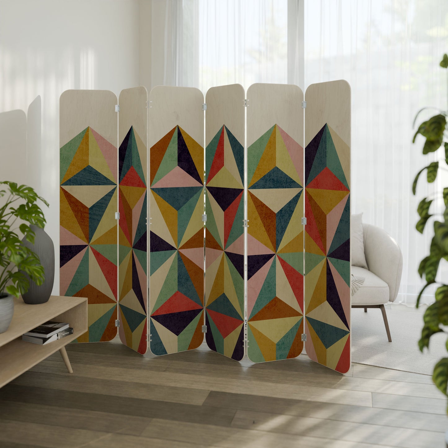 TESSELATE TREASURES 6-Panel Plywood Room Divider