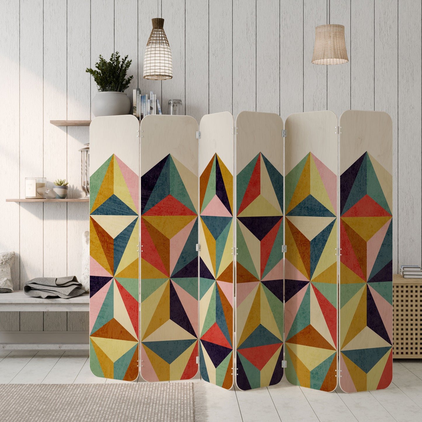 TESSELATE TREASURES 6-Panel Plywood Room Divider