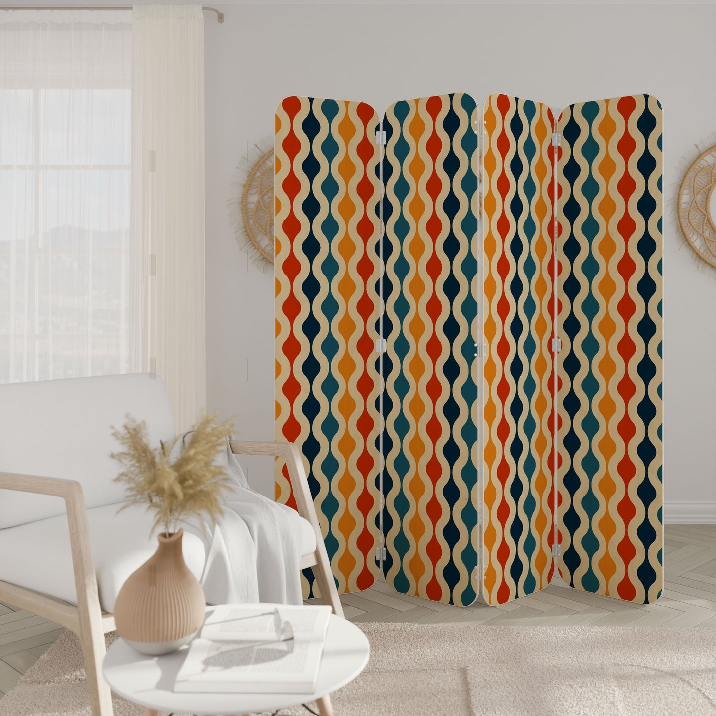 COLORFUL NOSTALGIA 4-Panel Plywood Room Divider