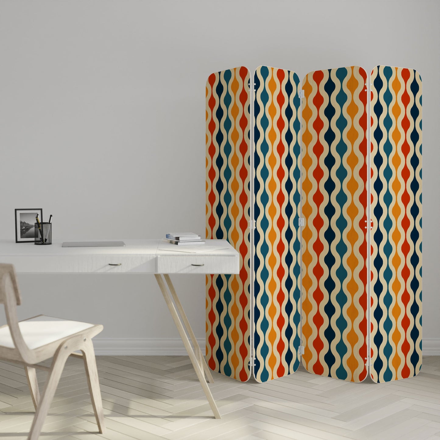 COLORFUL NOSTALGIA 4-Panel Plywood Room Divider