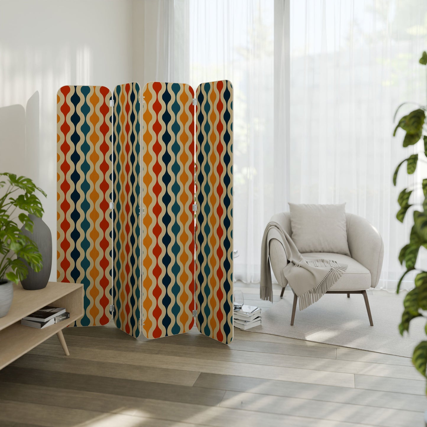 COLORFUL NOSTALGIA 4-Panel Plywood Room Divider