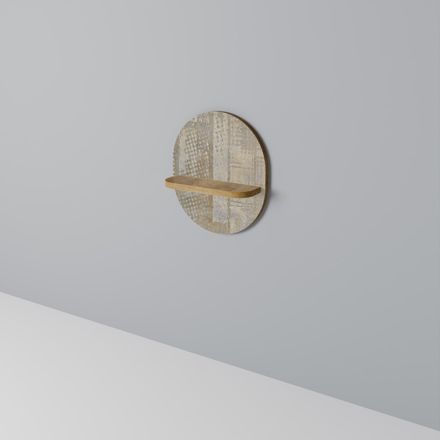 SCREEN ERROR Oval Art Shelf In Oak Effect