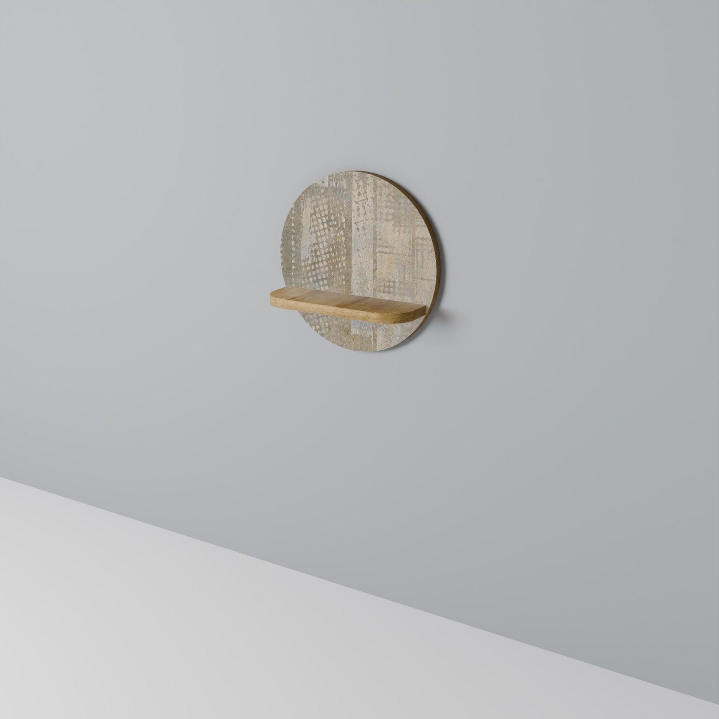 SCREEN ERROR Round Art Shelf In Oak Effect