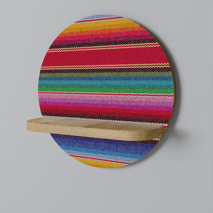 ETHNIC MEXICAN Round Art Shelf In Oak Effect