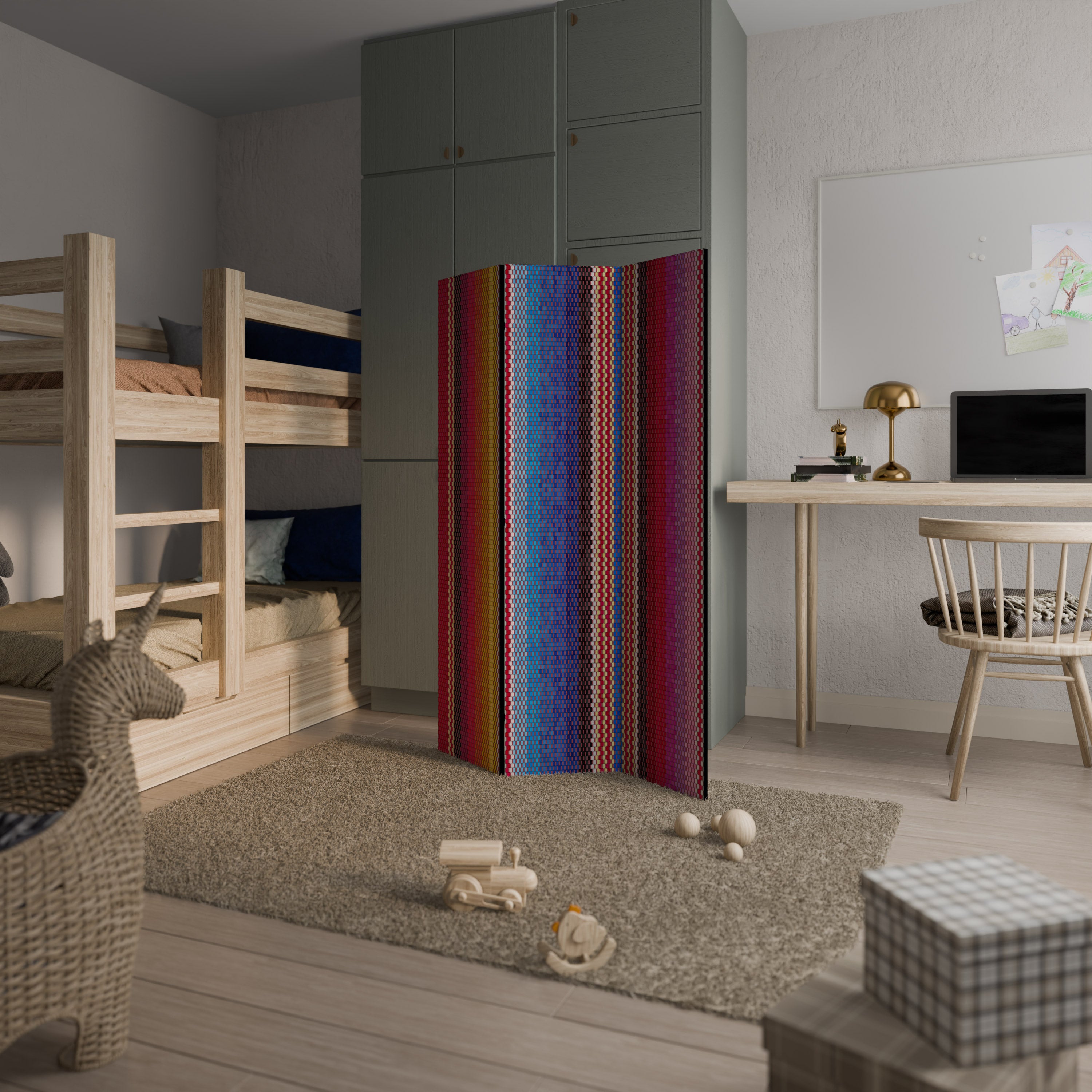 ETHNIC MEXICAN Dekorativ rumsavdelare – 3 paneler