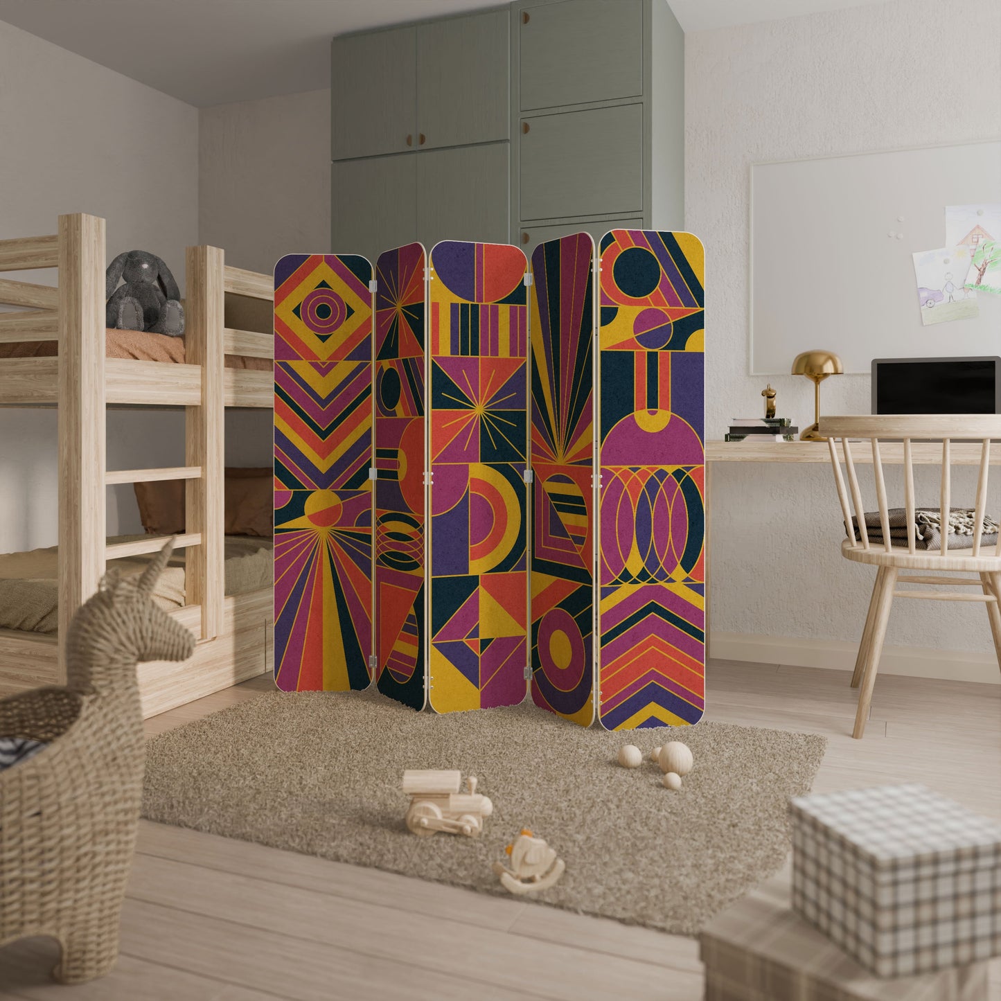 ELECTRIC PATTERNS 5-Panel Plywood Room Divider