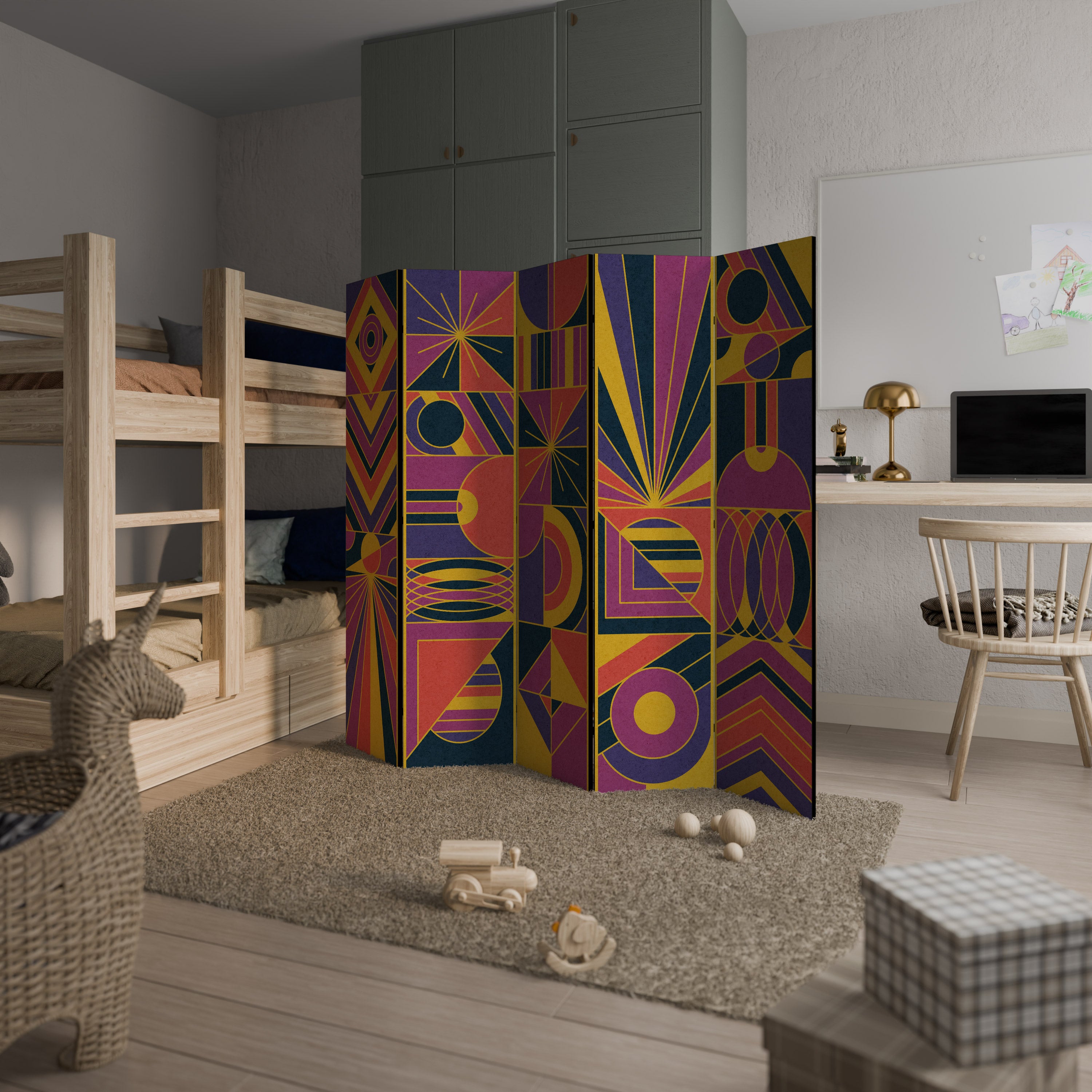 ELECTRIC PATTERNS 5-Panel Room Divider