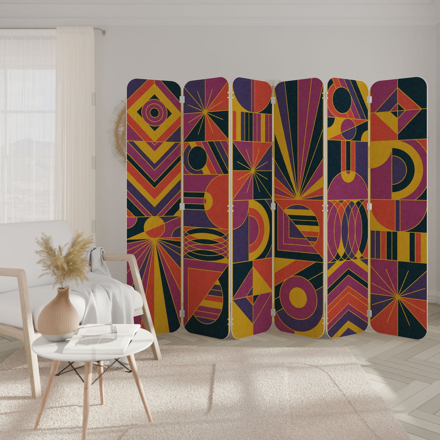 ELECTRIC PATTERNS 6-Panel Plywood Room Divider