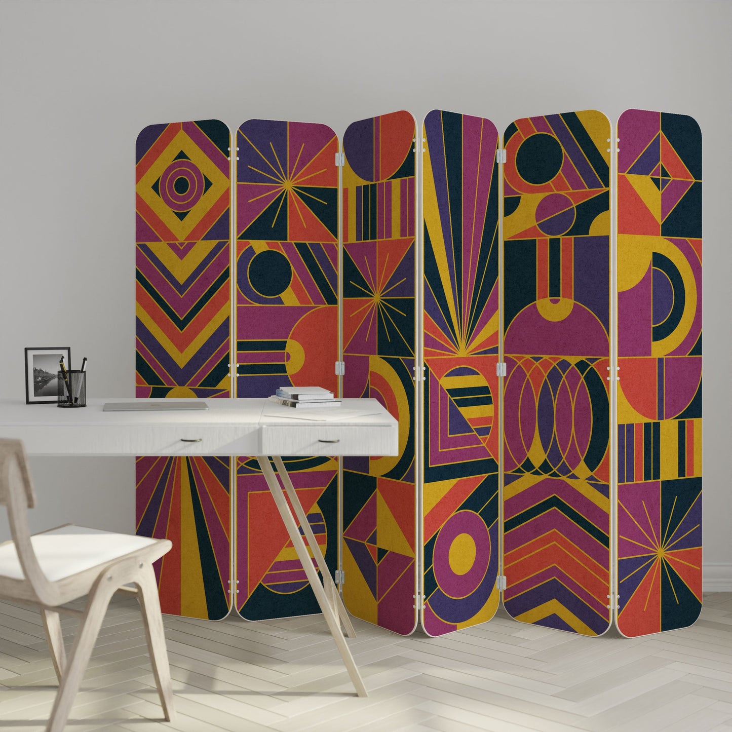 ELECTRIC PATTERNS 6-Panel Plywood Room Divider