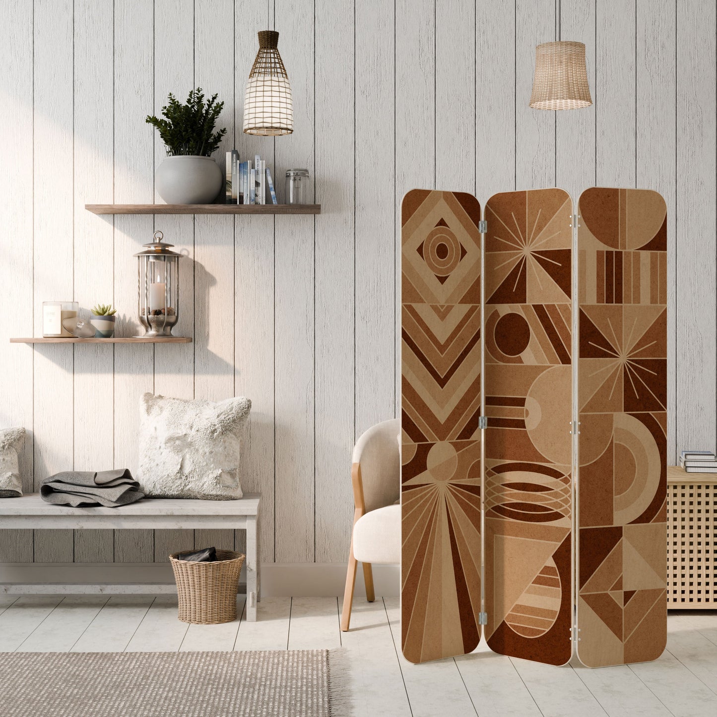 PRISM MOSAIC 3-Panel Plywood Room Divider