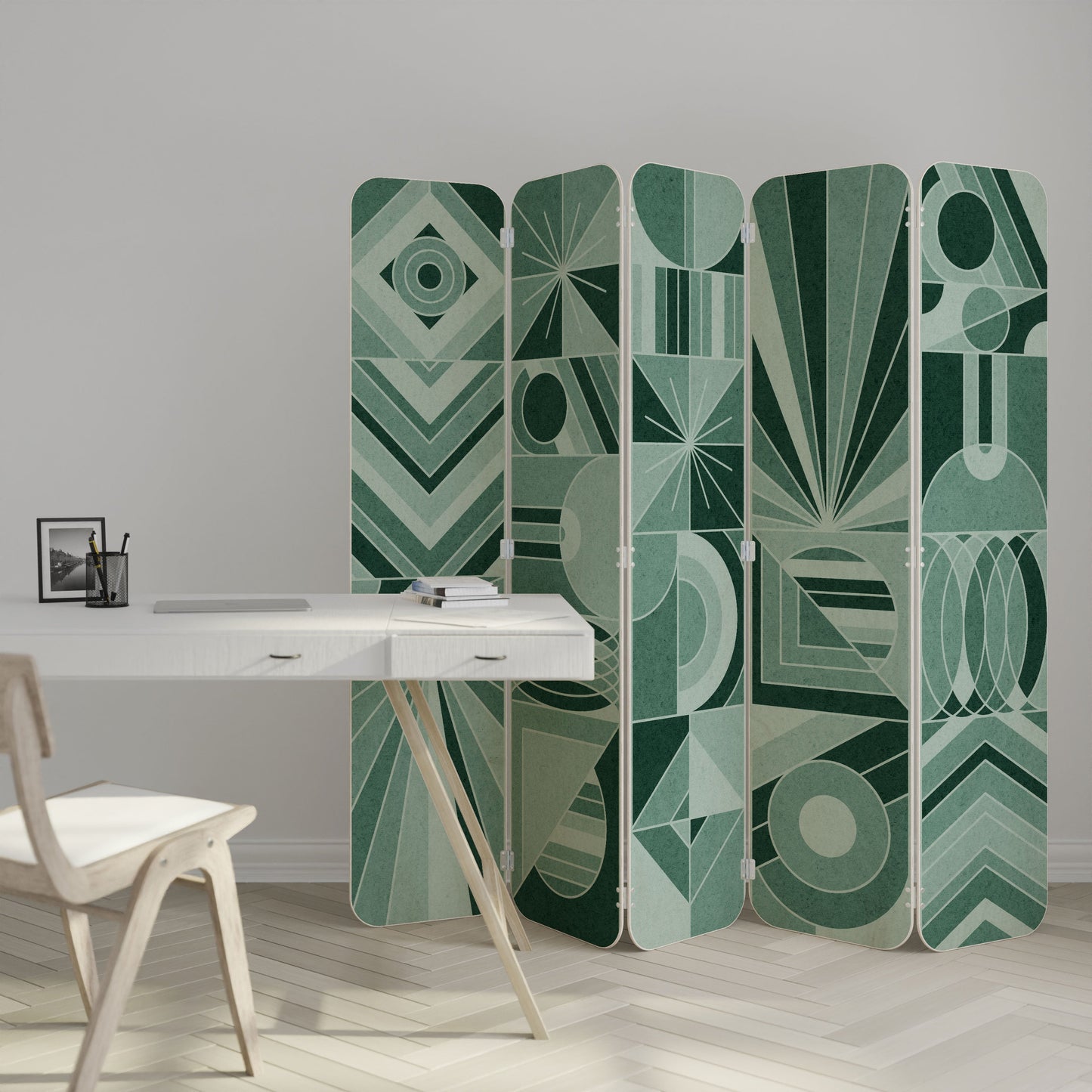 HARMONIC GRID 5-Panel Plywood Room Divider