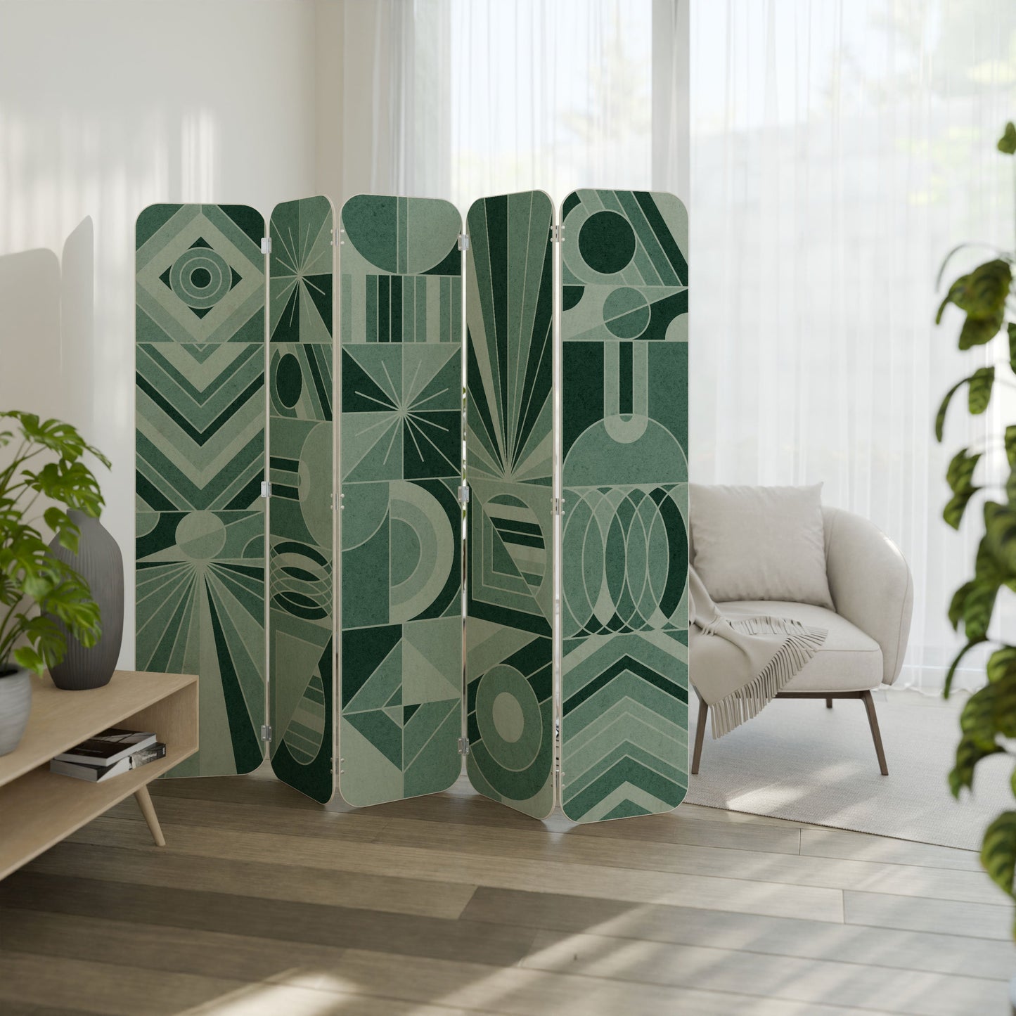 HARMONIC GRID 5-Panel Plywood Room Divider