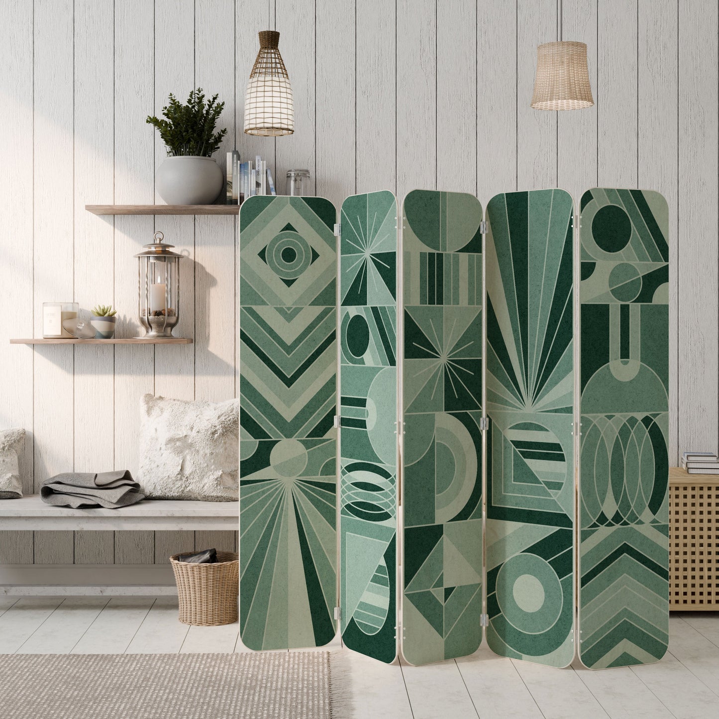 HARMONIC GRID 5-Panel Plywood Room Divider