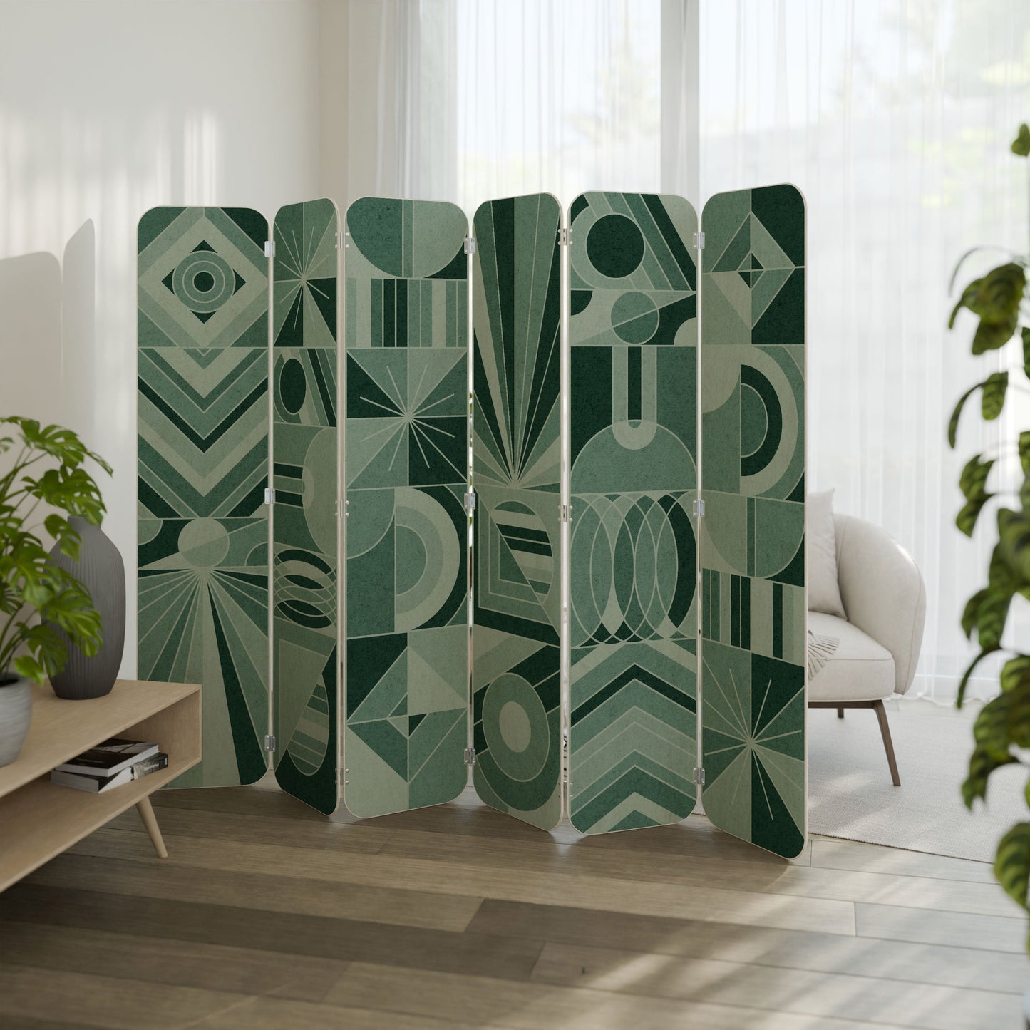 HARMONIC GRID 6-Panel Plywood Room Divider