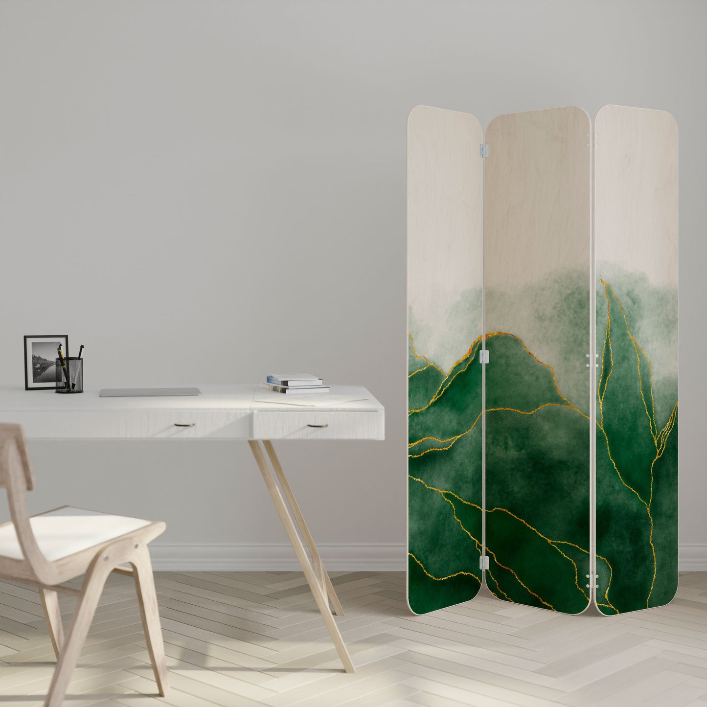 EXPENSIVE NATURE 3-Panel Plywood Room Divider