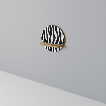 ZEBRA ECHOES Round Art Shelf In Oak Effect