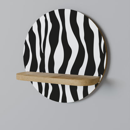 ZEBRA ECHOES Round Art Shelf In Oak Effect