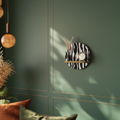 ZEBRA ECHOES Round Art Shelf In Oak Effect