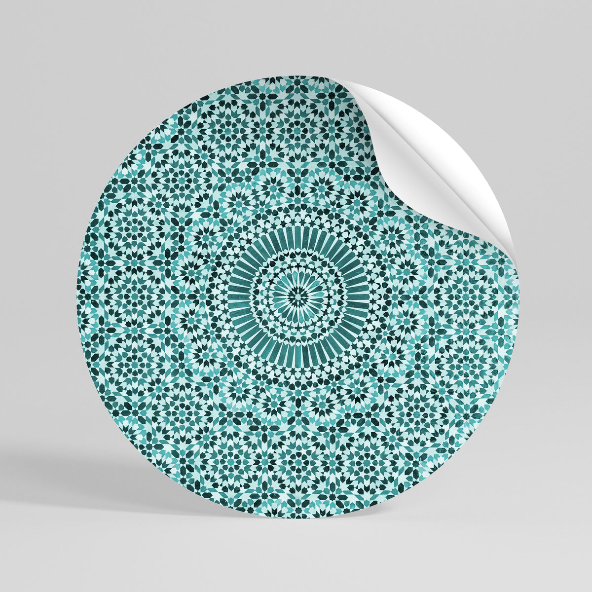 MOROCCAN TURQUOISE Adesivo rotondo riposizionabile