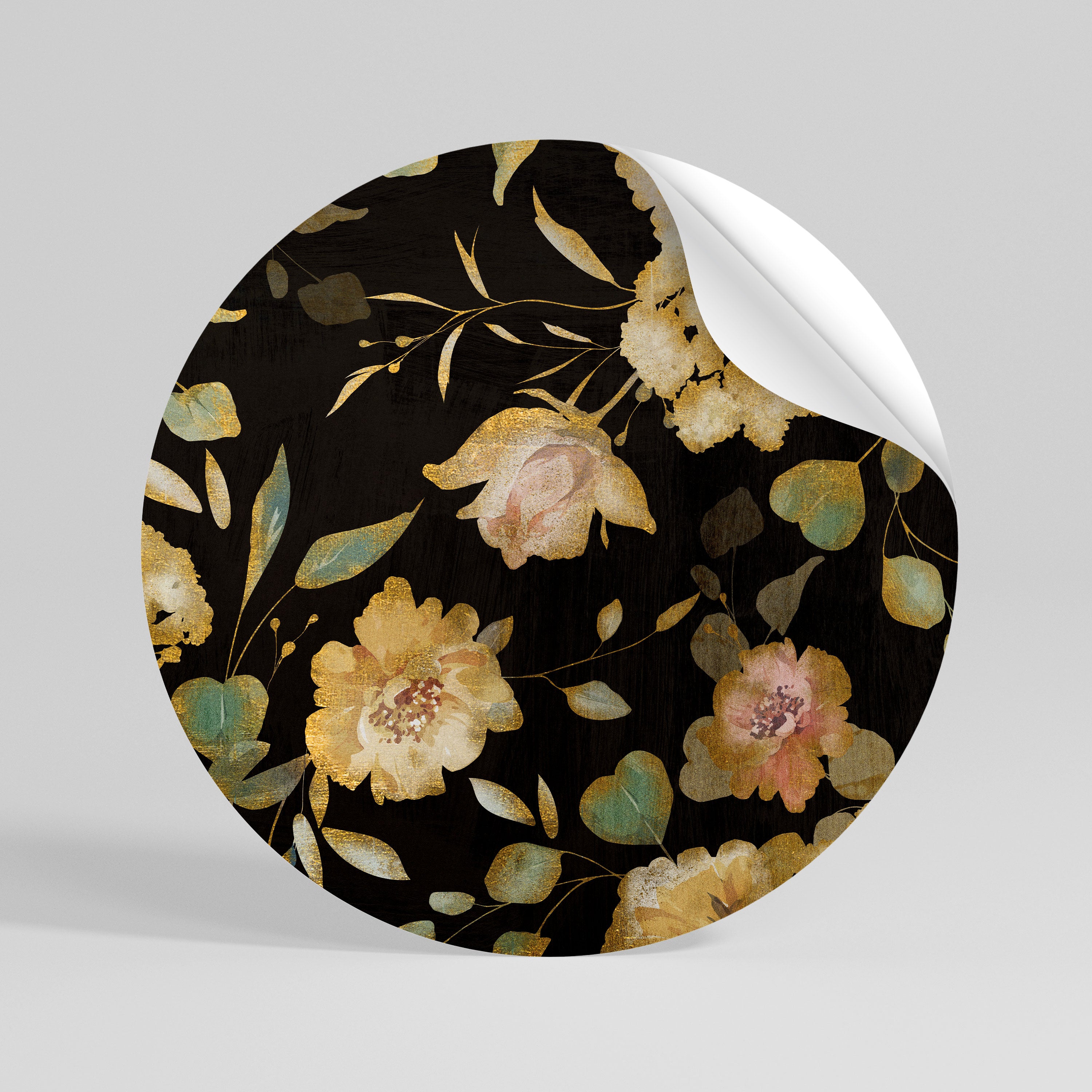 MODEST FLORAL Runder Wandsticker zum Abziehen und Aufkleben
