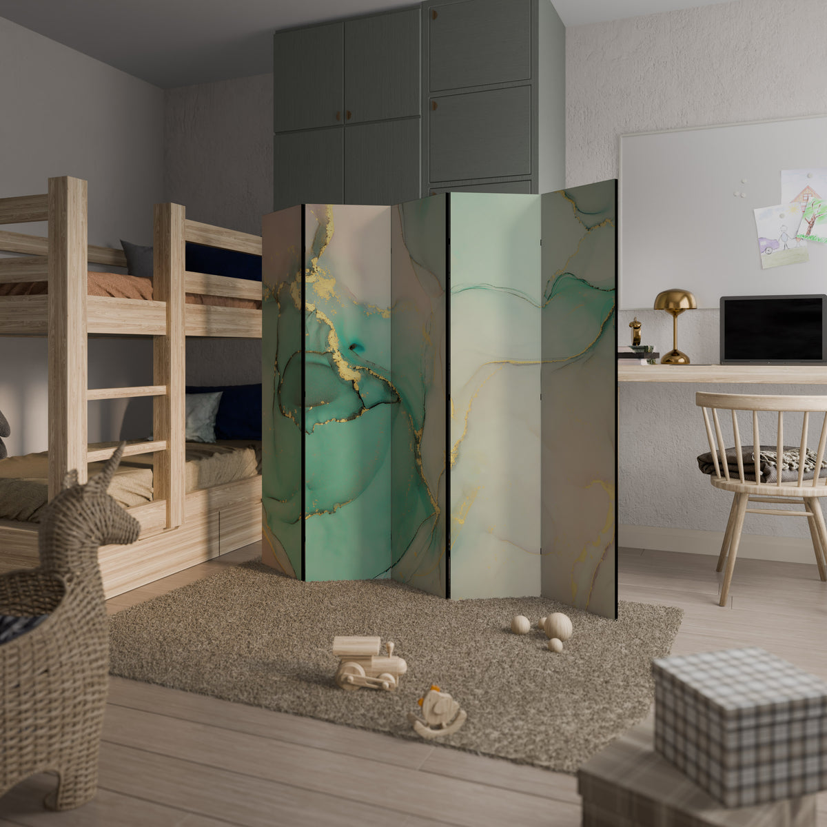 MARBLEIZED MYSTIQUE Biombo de 5 paneles
