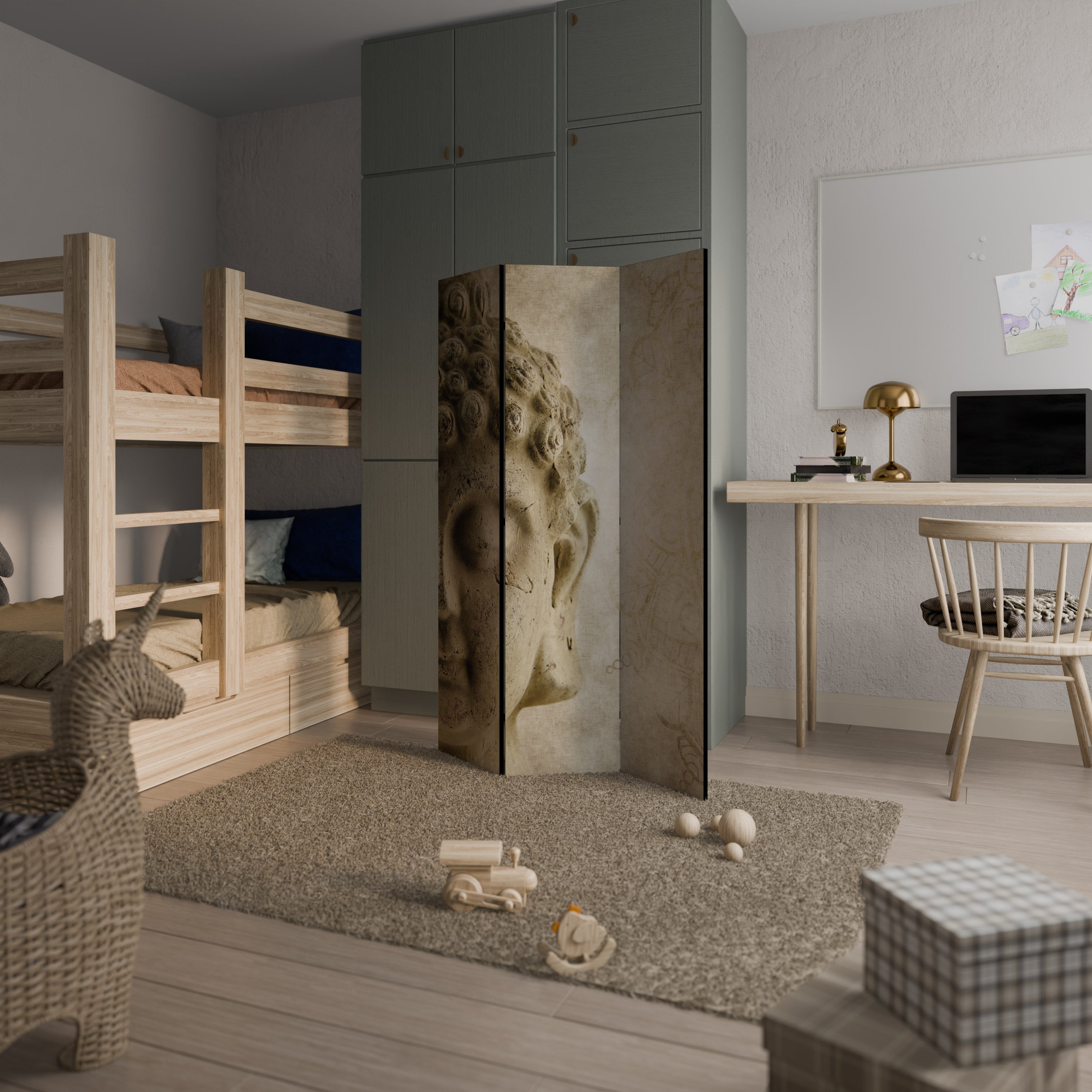 MYSTICAL MEDITATION SCENE Dekorativ rumsavdelare – 3 paneler