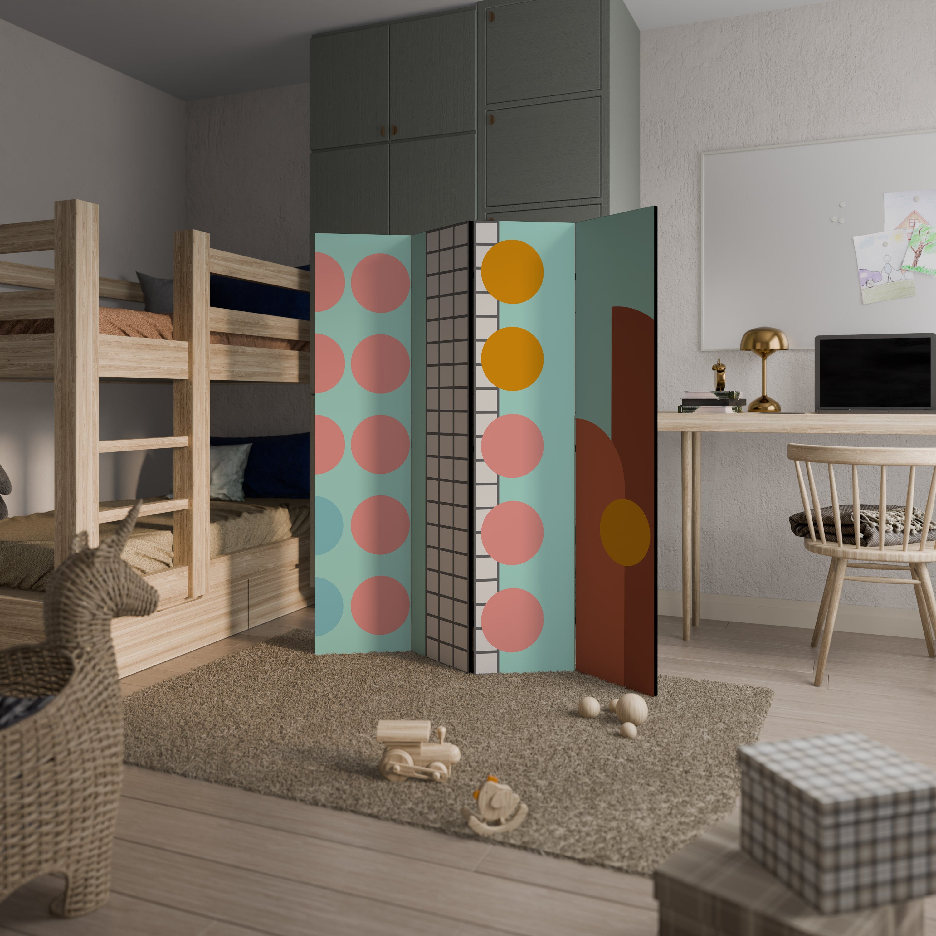 RETRO GRID 4-Panel Room Divider