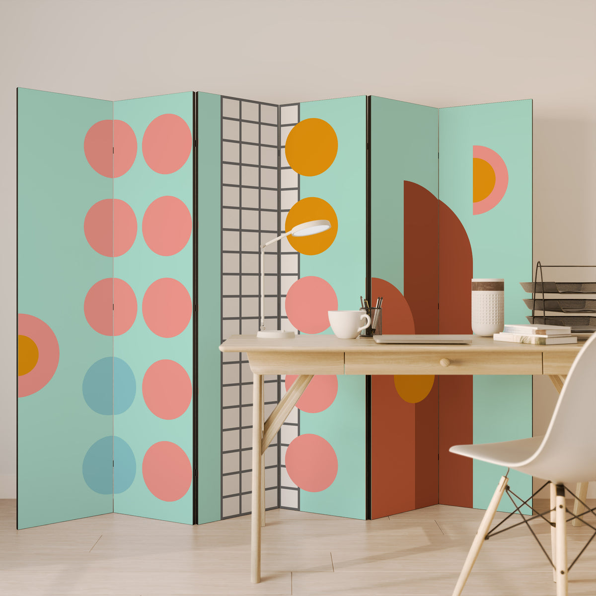 RETRO GRID 6-teiliger Paravent