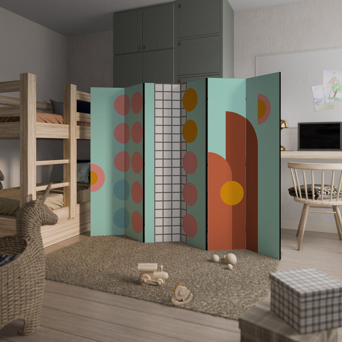 RETRO GRID 6-teiliger Paravent