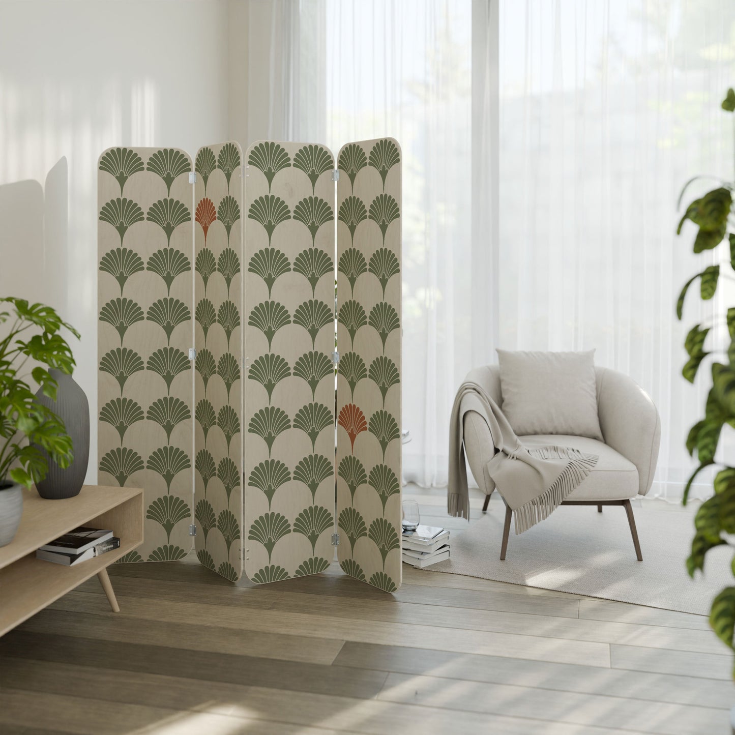 VIVID VALOR 4-Panel Plywood Room Divider