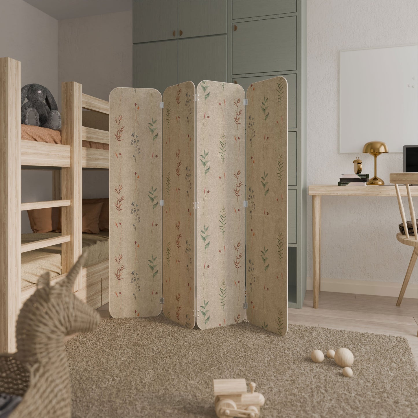 VERDANT HARMONY 4-Panel Plywood Room Divider