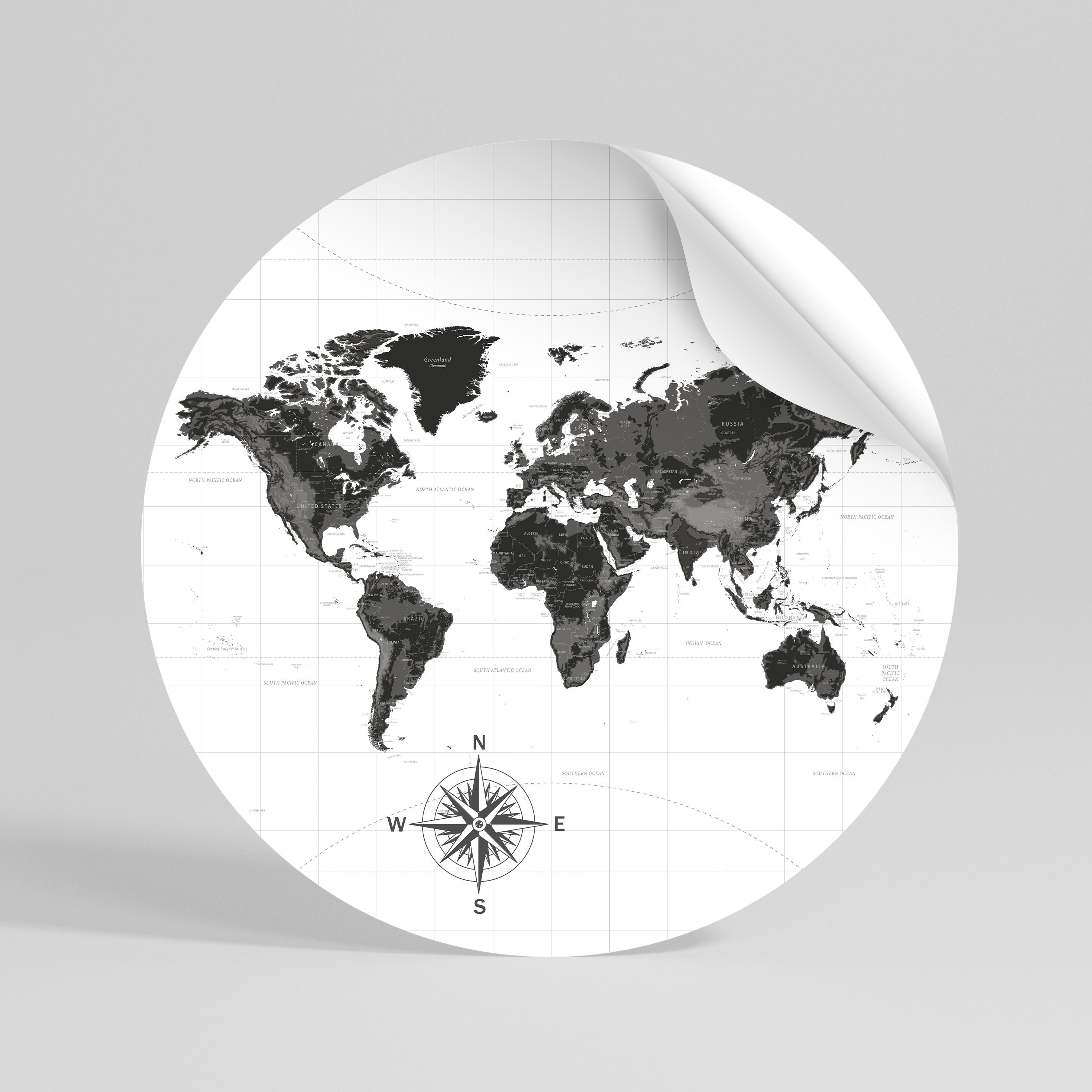 GLOBAL SHADOWS Runder Wandsticker zum Abziehen und Aufkleben