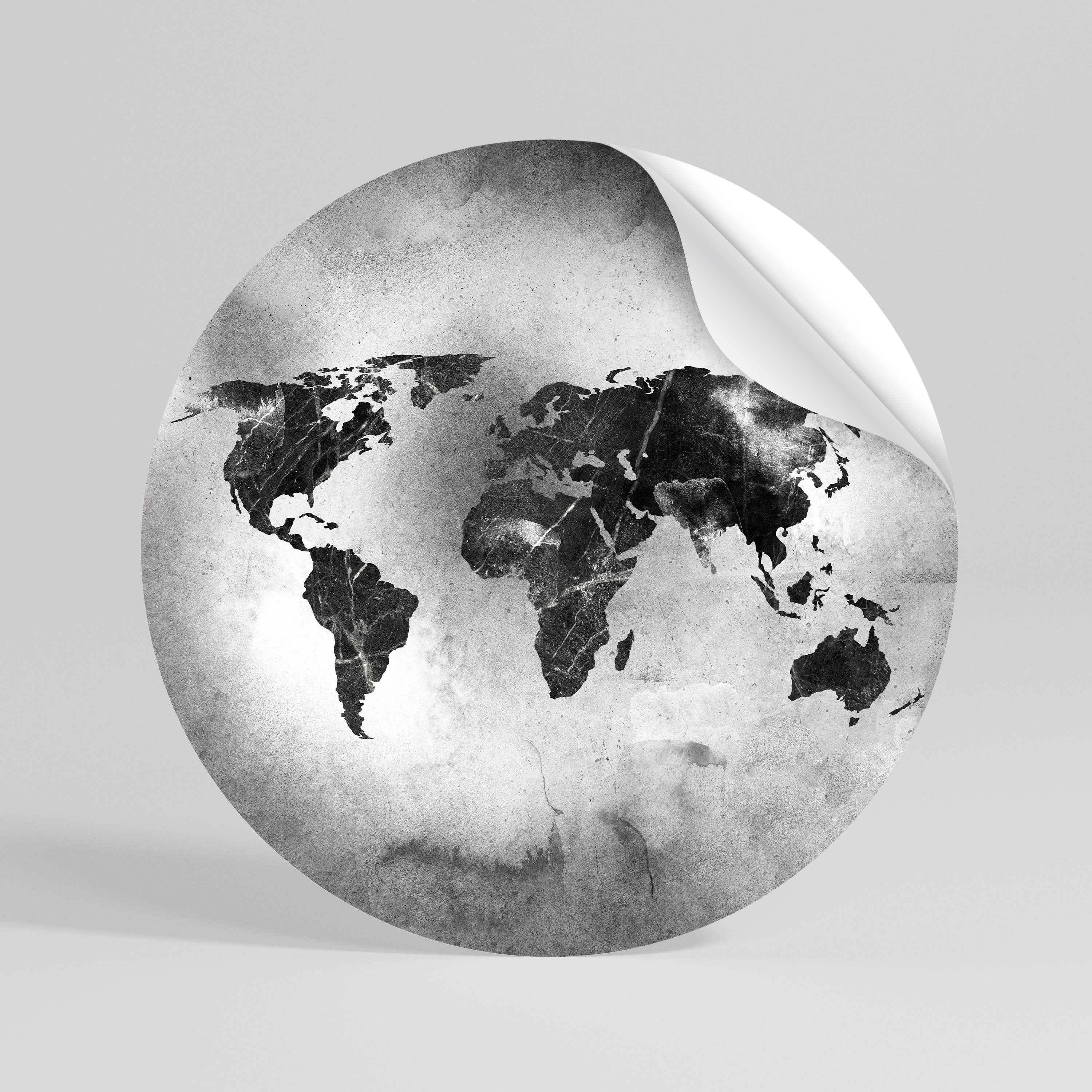 SHADOWED CONTINENTS Runder Wandsticker zum Abziehen und Aufkleben