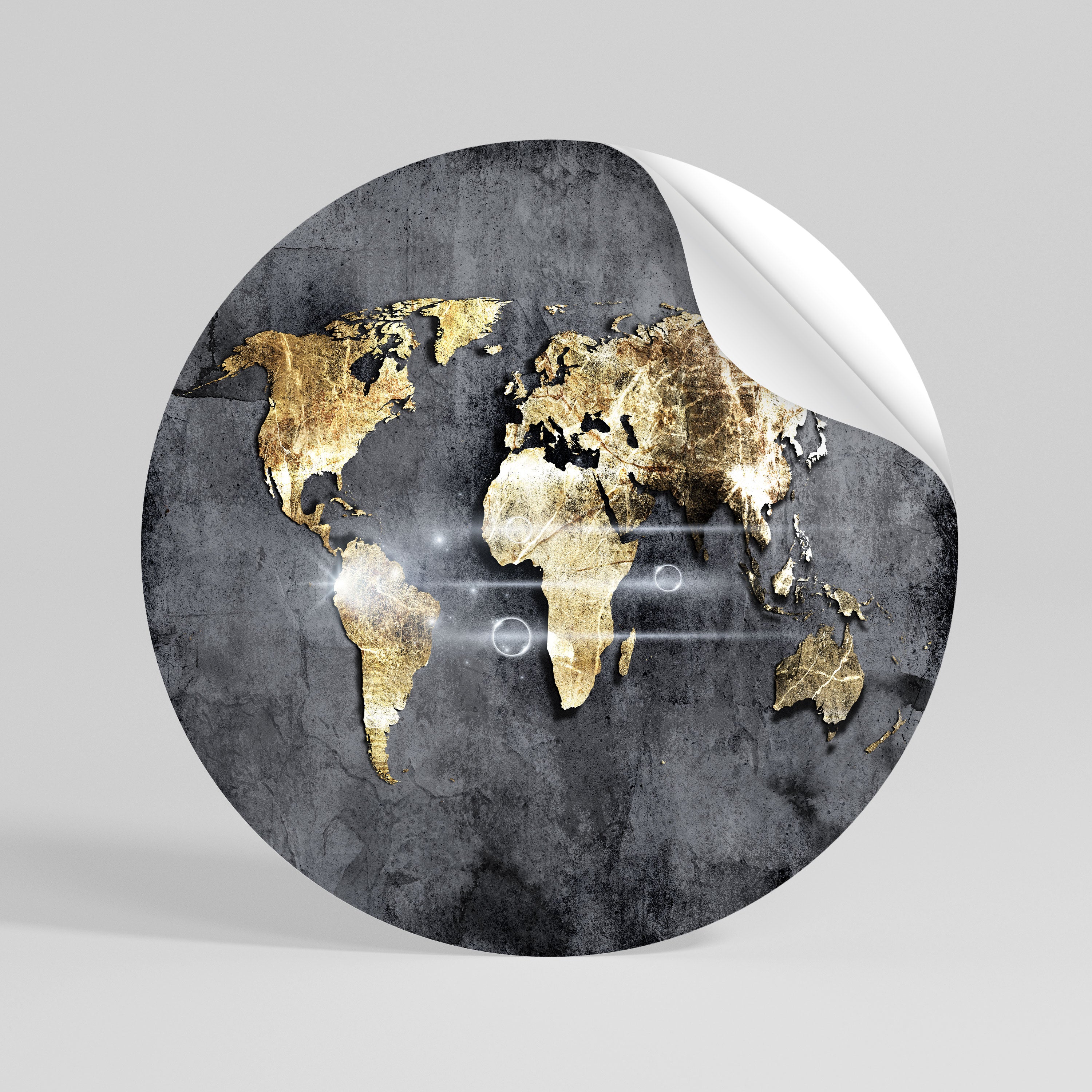 SHIMMERING EARTH MAP Runder Wandsticker zum Abziehen und Aufkleben