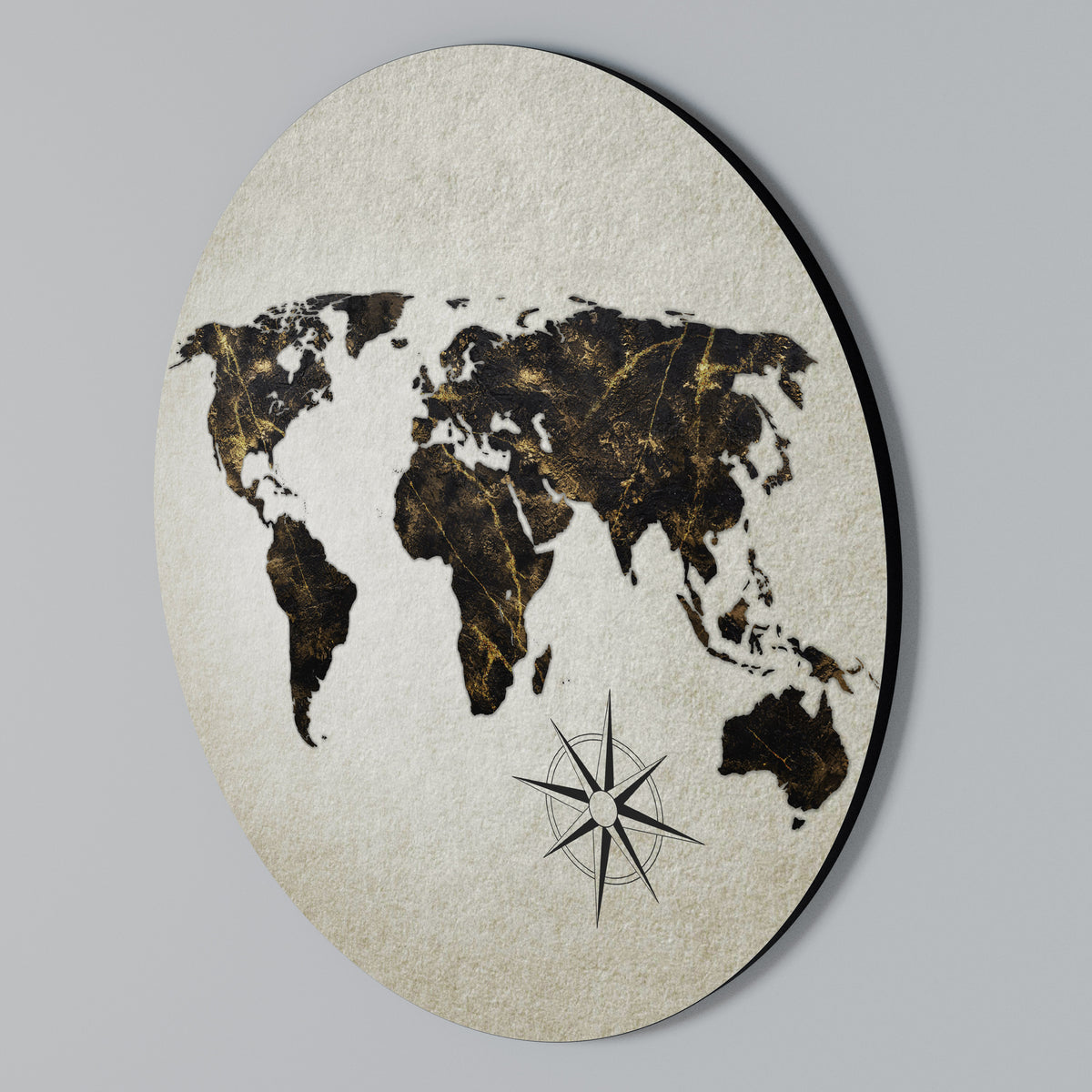 GOLDEN LINES GLOBE Rundes Wandbild
