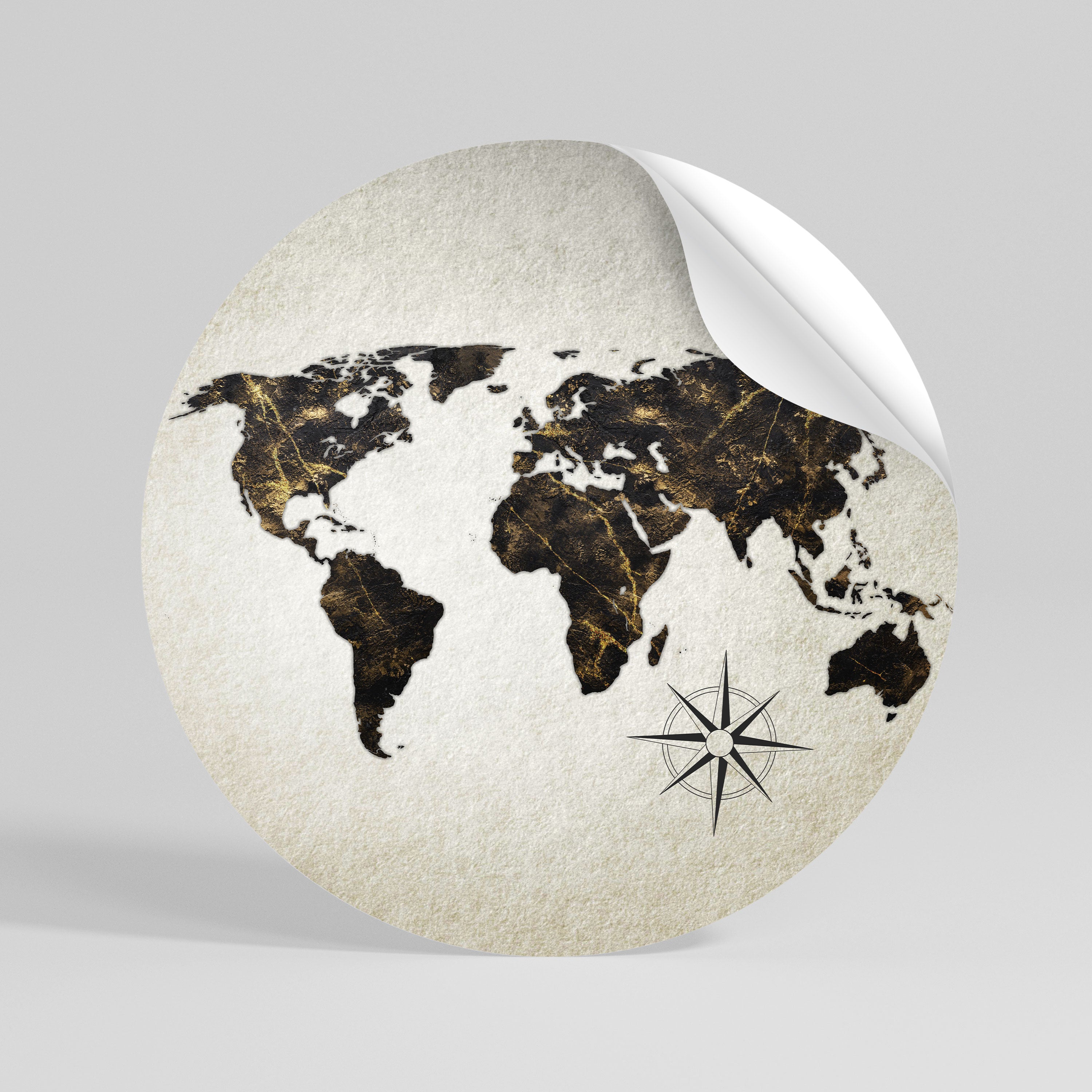 GOLDEN LINES GLOBE Runder Wandsticker zum Abziehen und Aufkleben