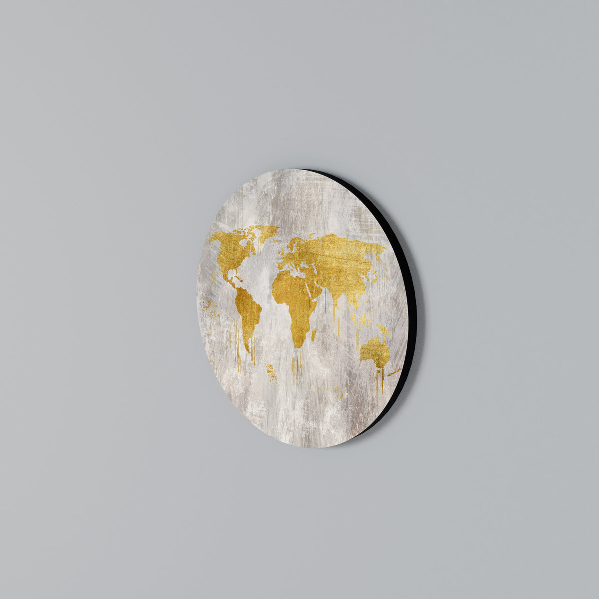 METALLIC WORLDVIEW MAP Round Wall Art
