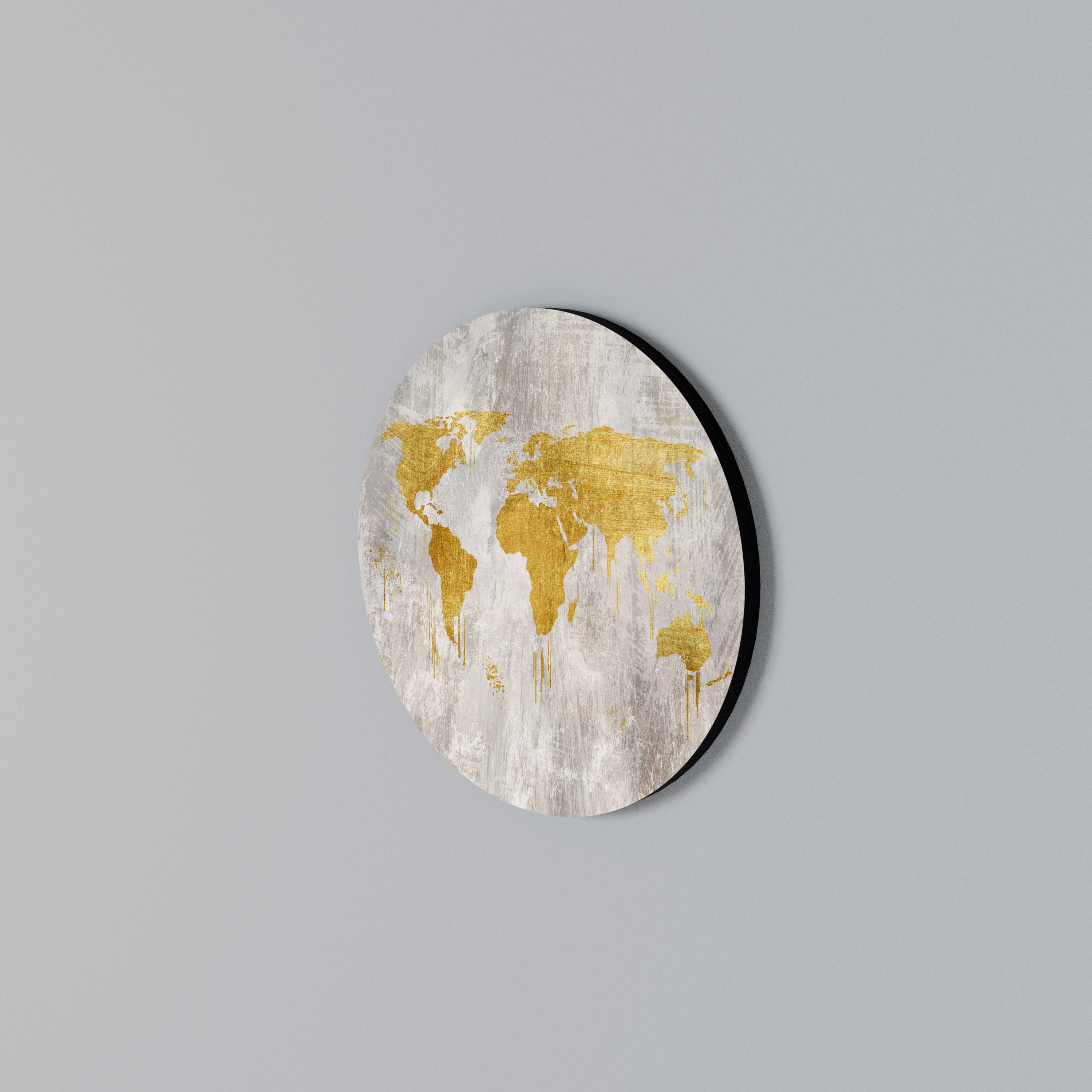 METALLIC WORLDVIEW MAP Round Wall Art