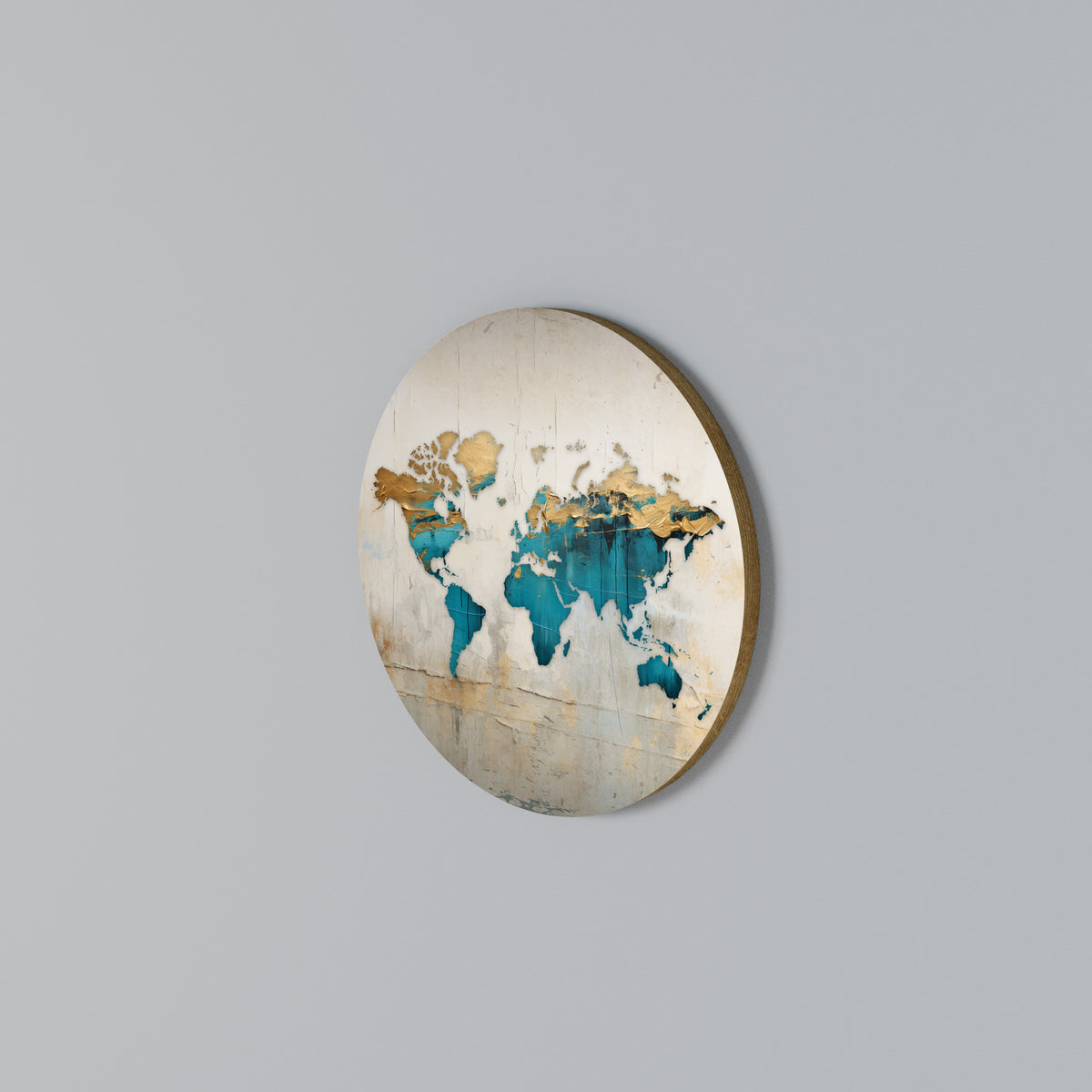AZURE GILDED MAP Round Wall Art