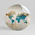 AZURE GILDED MAP Peel and Stick Round Sticker
