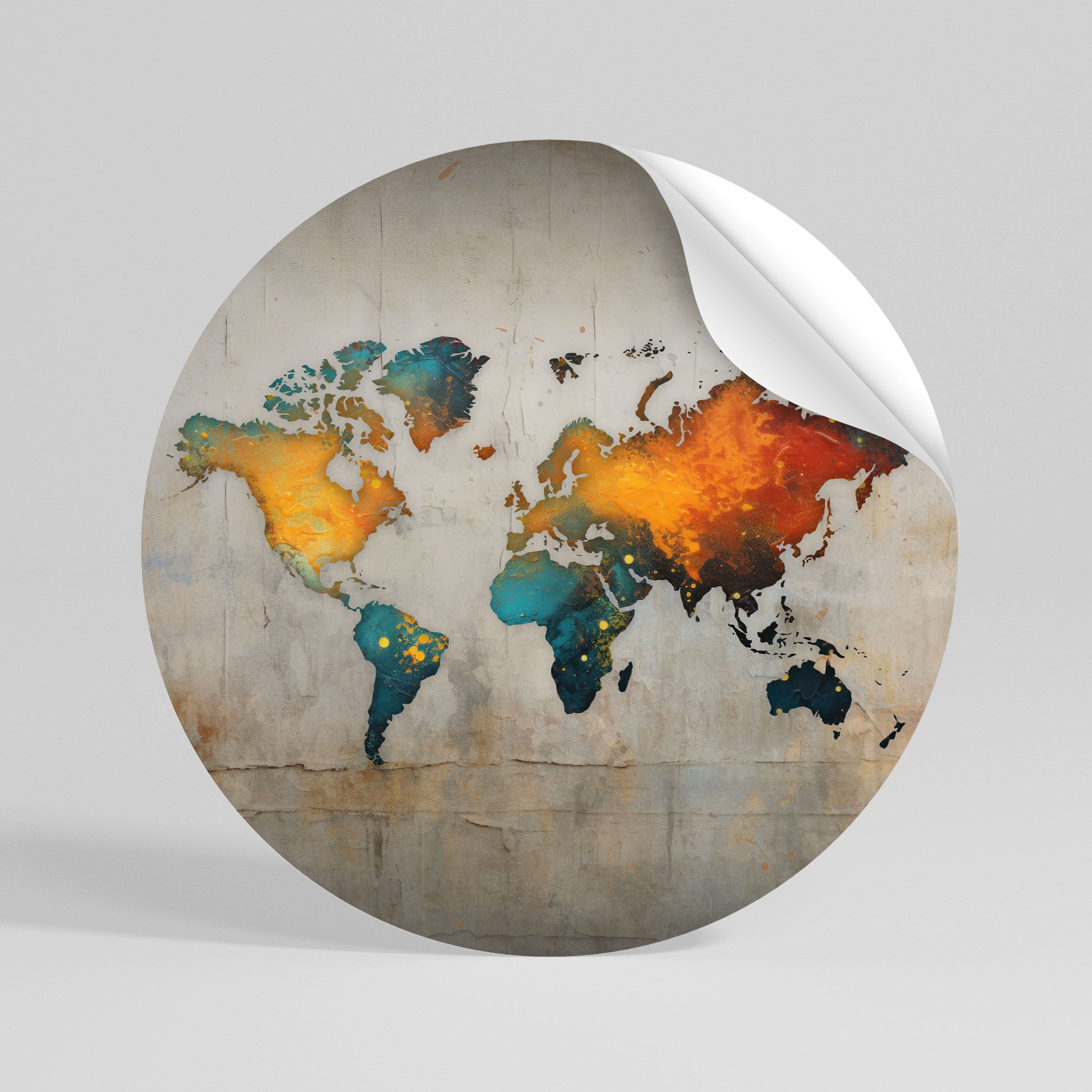 GLOBAL HUES EXPLORED Runder Wandsticker zum Abziehen und Aufkleben