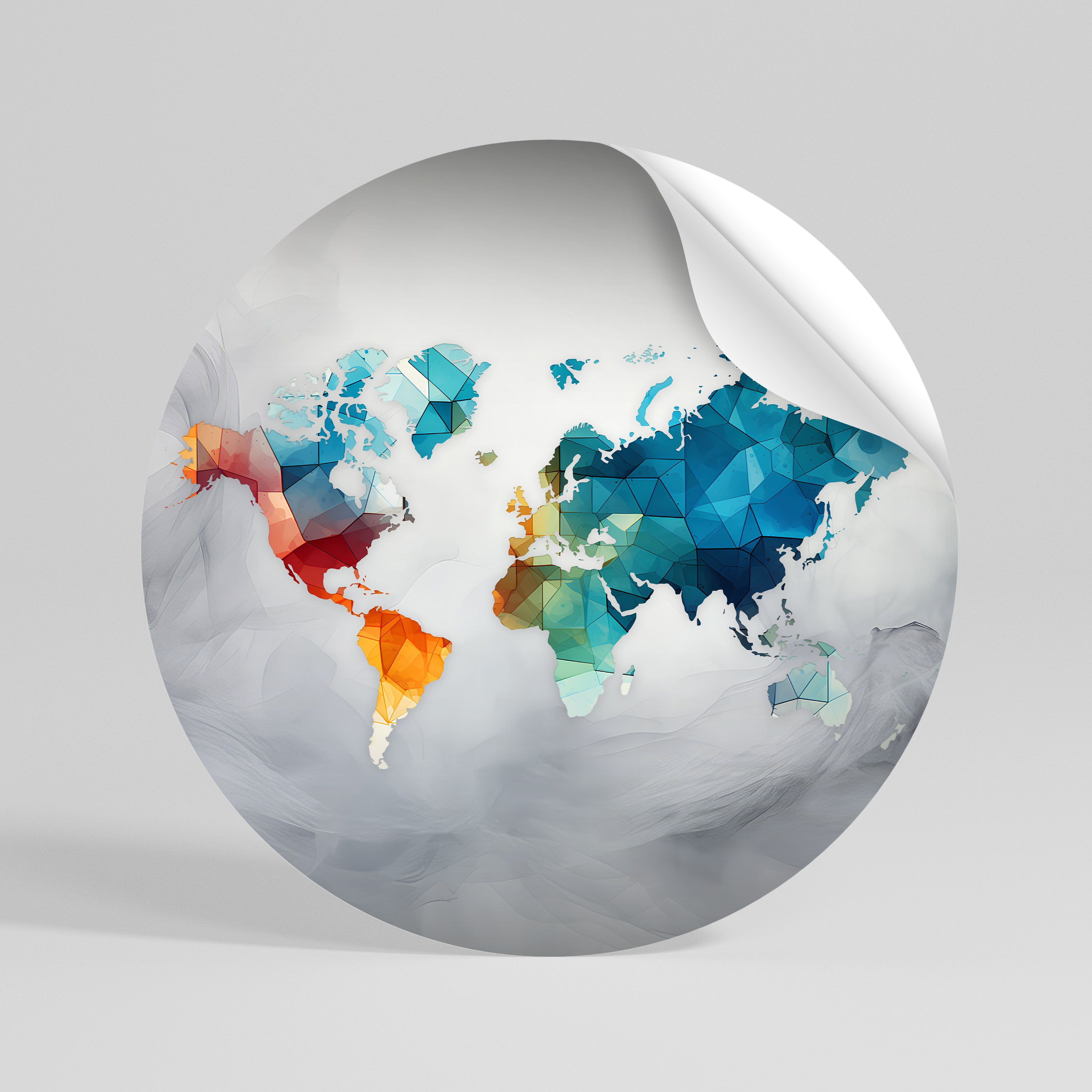 FACETED WORLDVIEW Runder Wandsticker zum Abziehen und Aufkleben
