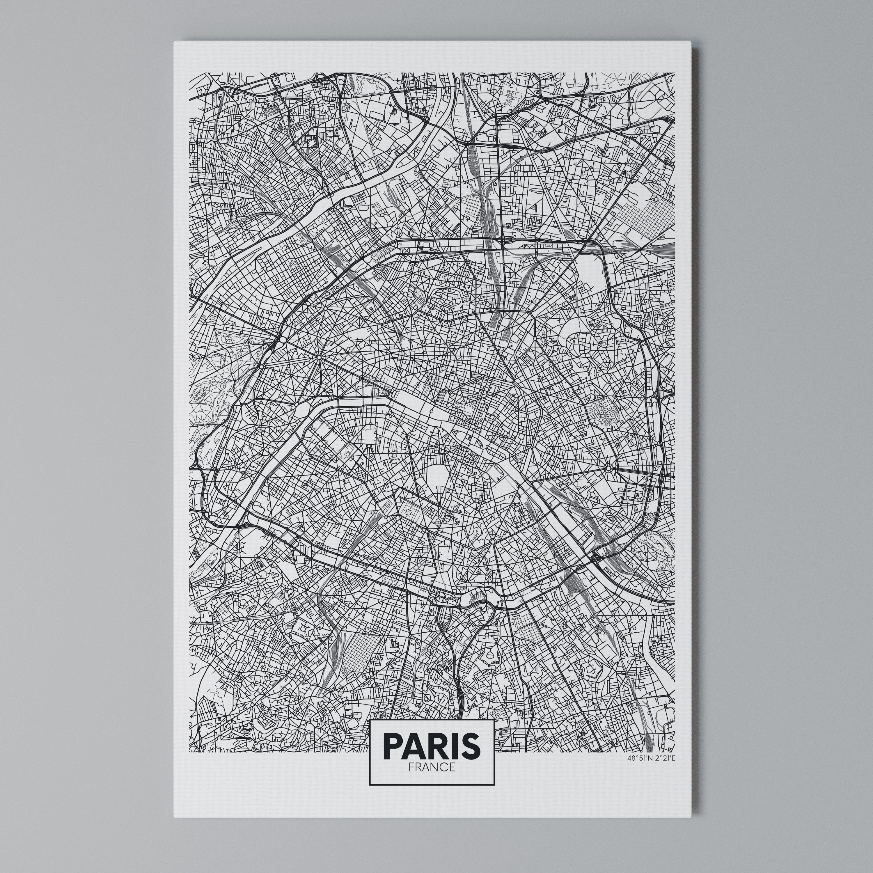 PARIS TOWN PLAN Cuadro en lienzo vertical