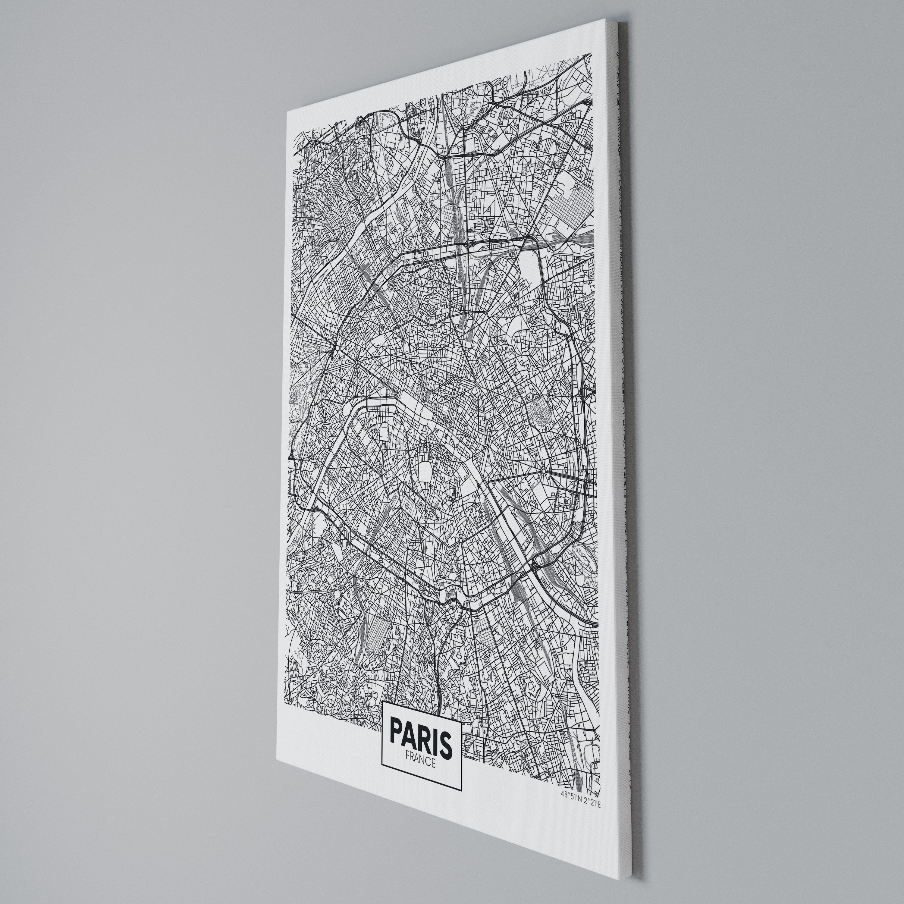 PARIS TOWN PLAN Cuadro en lienzo vertical