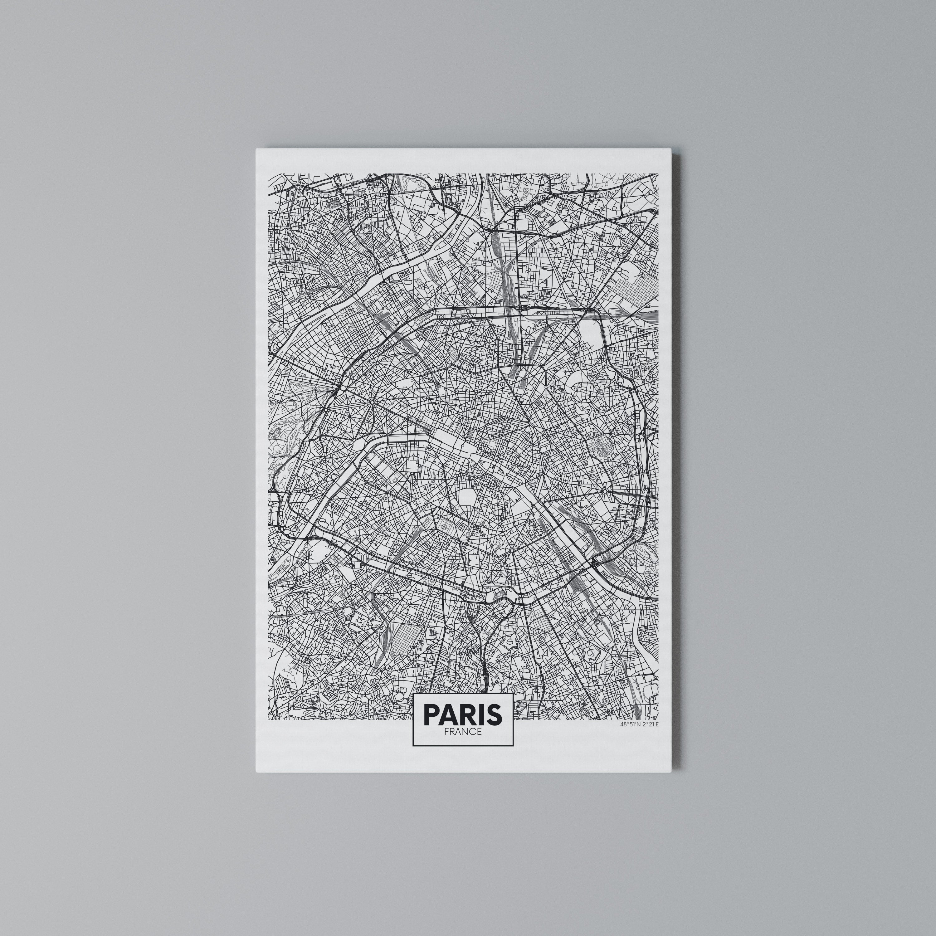 PARIS TOWN PLAN Cuadro en lienzo vertical