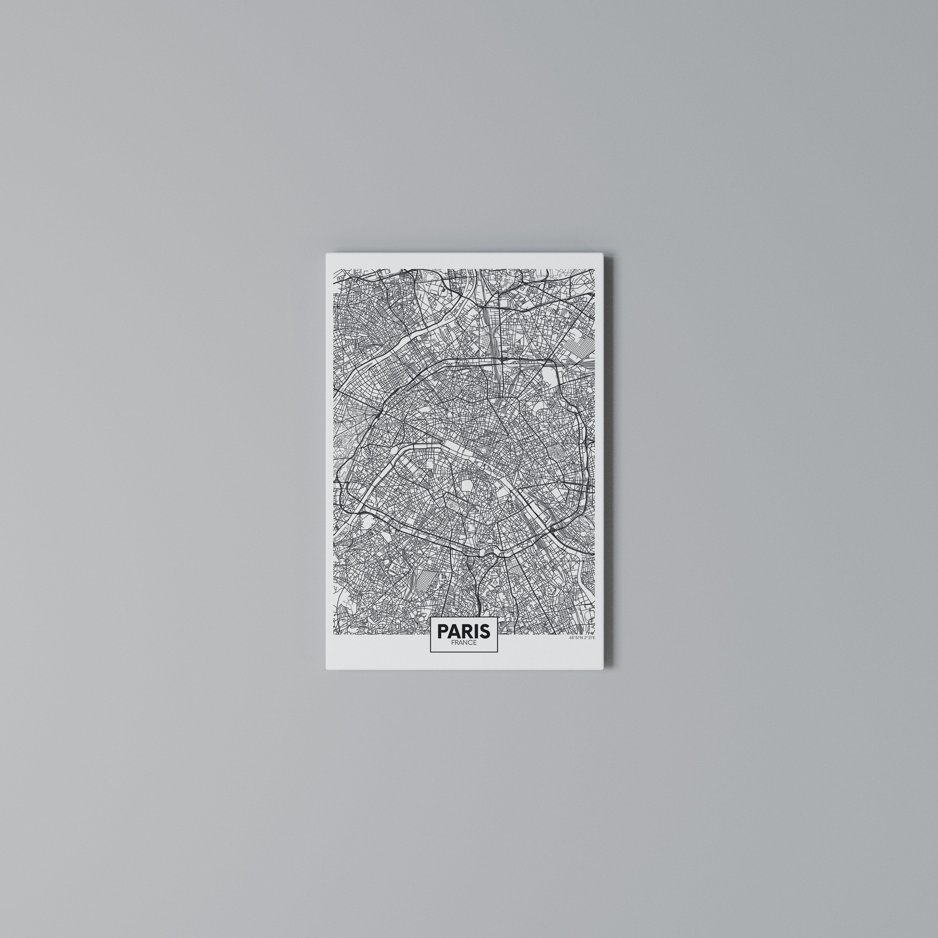 PARIS TOWN PLAN Cuadro en lienzo vertical