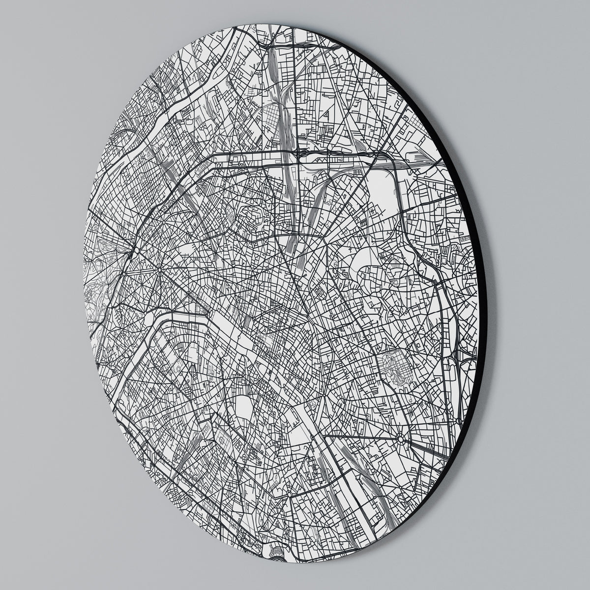 PARIS TOWN PLAN Round Wall Art