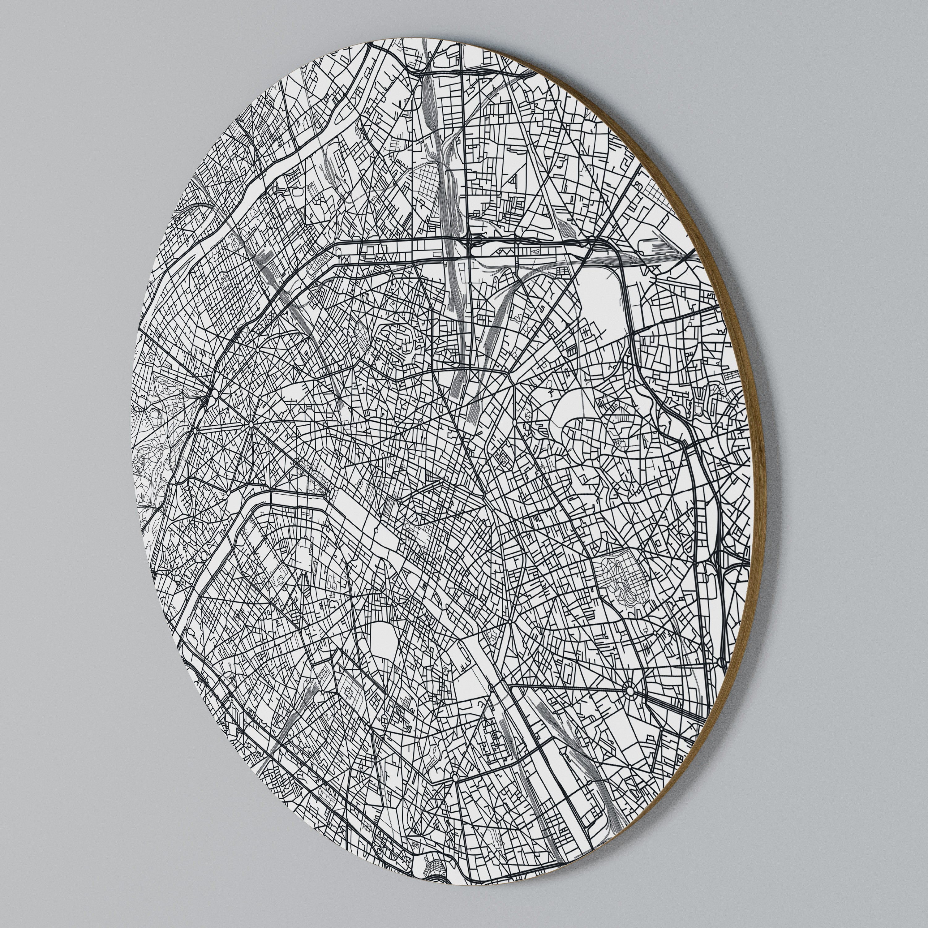 PARIS TOWN PLAN Arte de pared redondo