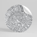 PARIS TOWN PLAN Kulatá samolepka